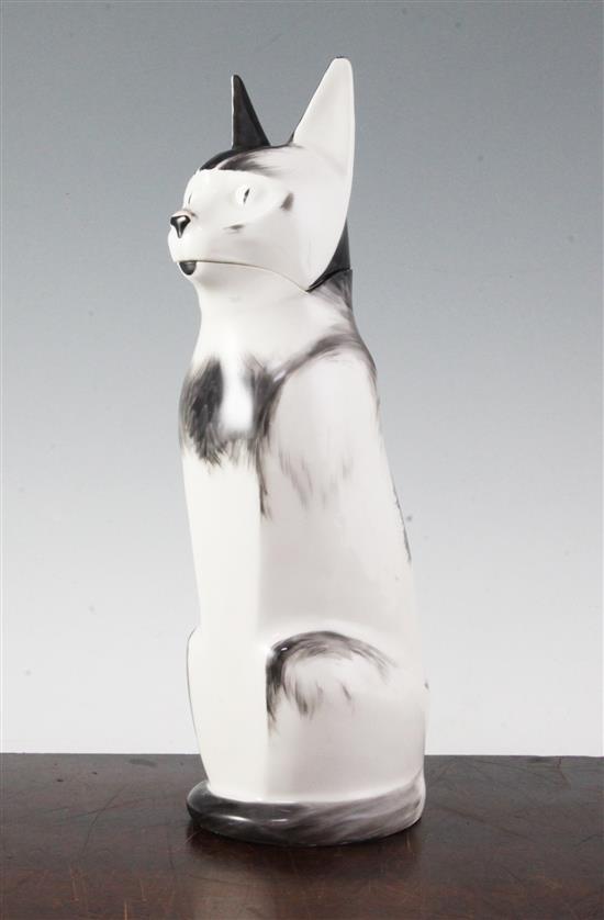 An Art Deco Haviland pottery cat decanter, designed by Edouard Marcel Sandoz, 30cm